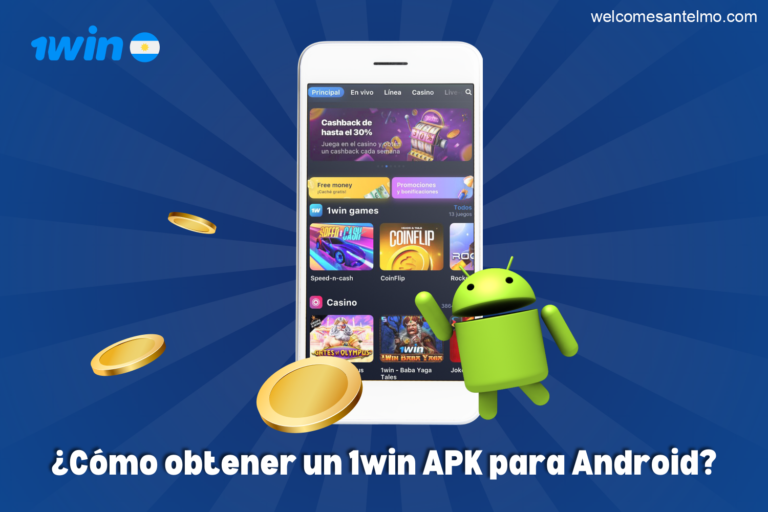 Tras instalar la aplicación de 1win para Android, los jugadores de Argentina tendrán acceso a todas las características y funciones del casino