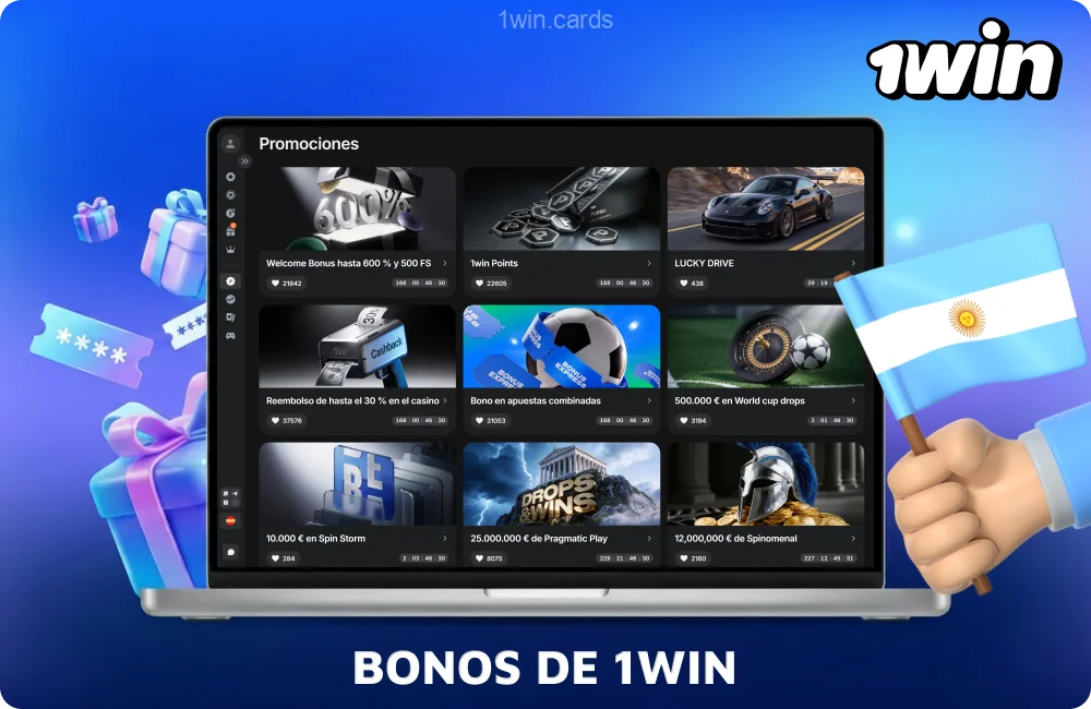 Los bonos de 1win incluyen un paquete de bienvenida del 500 %, reembolsos, giros gratis y otras promociones para los jugadores de Argentina