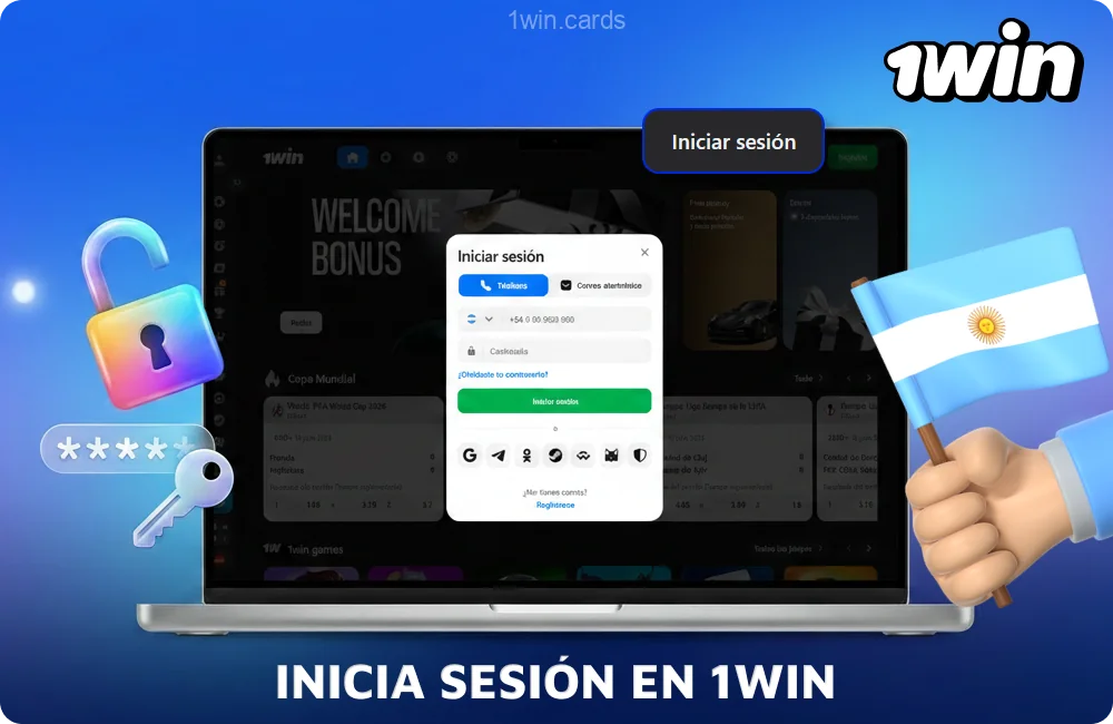 Los jugadores de Argentina pueden iniciar sesión en 1win con su correo electrónico registrado y su contraseña